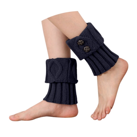 Angala Fashion Turn Down Knitted Leg Warmers With Buttons For Autumn Winter Cozy Thermal Ankle Sock Soft Yarn Textured Boot Toppers Casual Wear Soft Stylish Basic Socks
