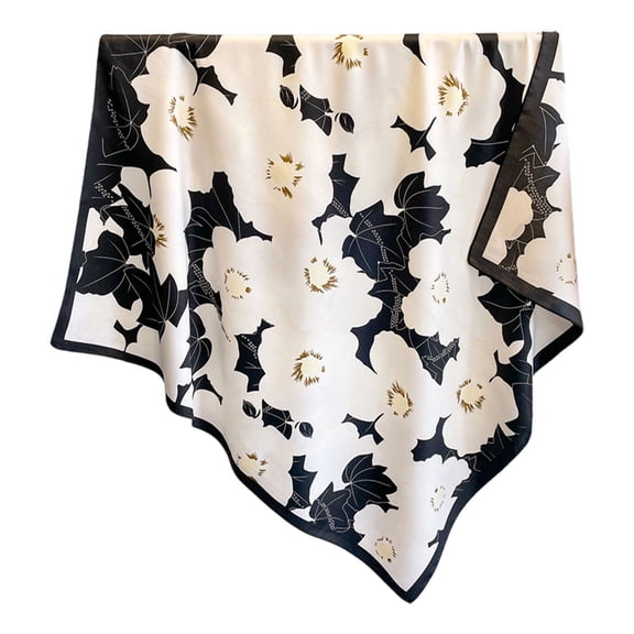 Angala Floral Print Silk Scarf For Women Fashion Square Shawl Wrap Beach Cover Up Versatile Head Neck Scarf Accessory Cozy Stylish Basic Silk Scarves