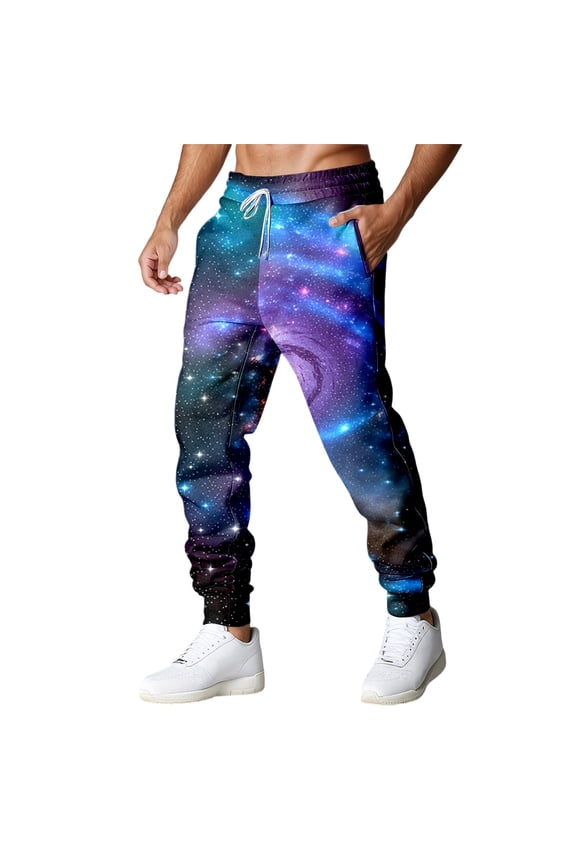 Galaxy Print Casual Pants Astronaut Space Themed Trousers With Comfortable Stretch Fit For Everyday Wear Stylish Casual Men's Pants