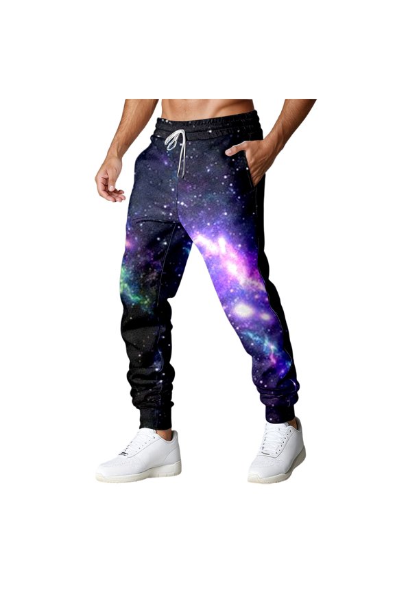 Galaxy Print Casual Pants Astronaut Space Themed Trousers With Comfortable Stretch Fit For Everyday Wear Stylish Casual Men's Pants