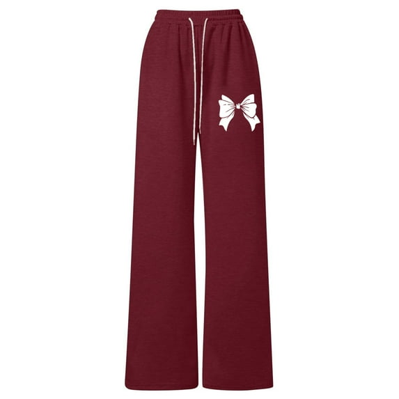 Angala Girls Bow Detail Loose Fit Straight Leg Jogger Pants With Back Pocket Casual Comfort Playwear Elastic Cozy Lightweight Children Trousers 8-9 Years