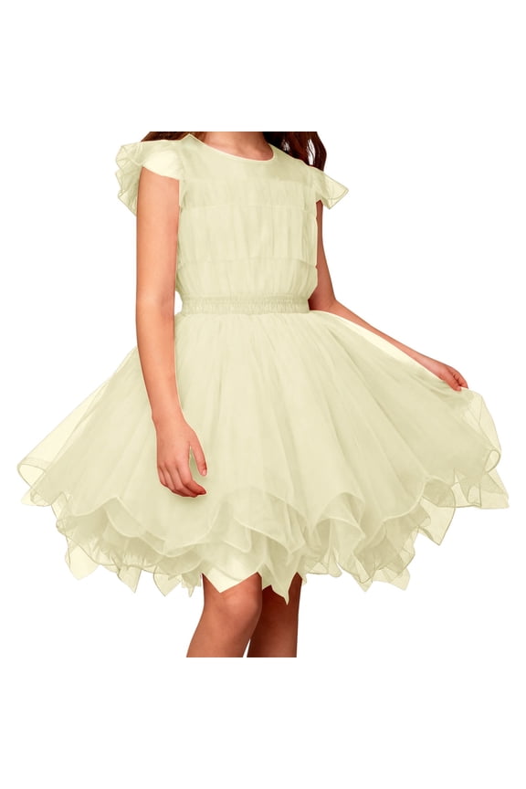 Girls Dress Layered Tutu Skirt For Ballet Dance Performance Party Puffy Short Party Wear With Flowy Sheer Fabric And Elegant Design For Soft Stylish Girl's Dress One Size (XS)