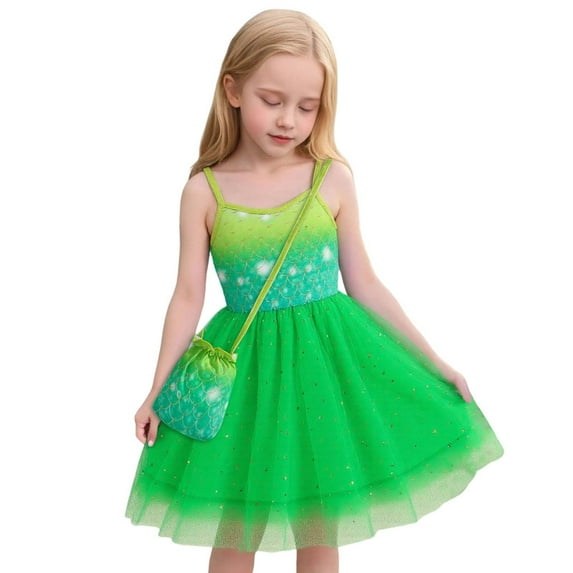 Angala Girls Dresses Casual Summer Outfit Toddler Kids Fashion Sleeveless Dress With Mesh Skirt Star Moon Design For Daily Wear Age 3-9 Casual Stylish Cozy Girl's Dress 100/4y