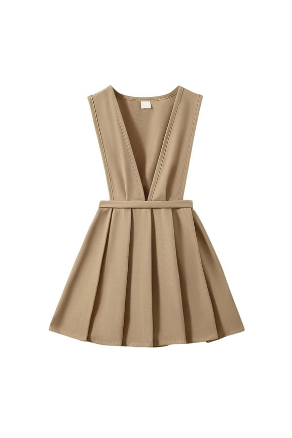 Girls Dresses For School Casual Wear Toddler Kids Pinafore Pleated Skirt With Adjustable Straps Comfortable Everyday Outfit Beautiful Cute Cozy Girl's Dress 4-5 Years