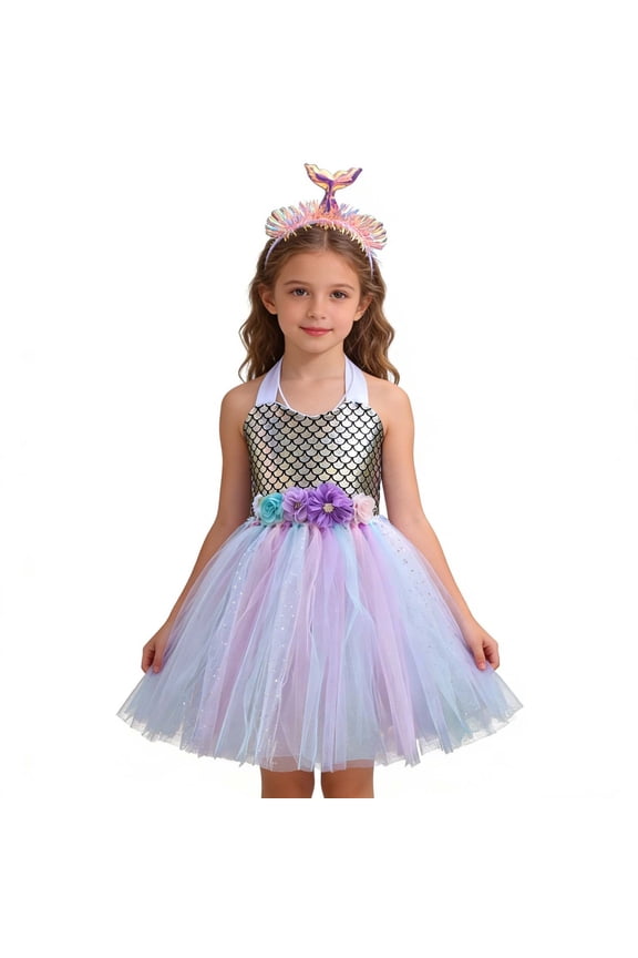 Girls Party Dress Elegant Long Sleeve Tutu Gown For Birthday Celebration Pageant Holiday Formal Occasion Beautiful Stylish Girl's Dailywear 9-10 Years