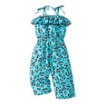 thumbnail image 1 of Angala Girls Romper Jumpsuit Toddler Summer Leopard Print Strappy Waistband Ruffled Hem Playful Outfit For Casual Outdoor Party Travel Cozy Stylish Baby Clothes 2-3 Years, 1 of 9