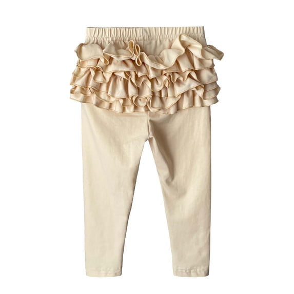 Angala Girls Stretch Skinny Pants With Lace Trim Soft Pure Color Leggings For Toddler And Comfortable Everyday Wear Elastic Cozy Lightweight Children Trousers 2-3 Years