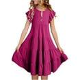 thumbnail image 1 of Angala Girls Summer Dresses Double Layer Flutter Sleeve Flowy A Line Dress Casual Gradient Midi Dresses Casual Stylish Cozy Girl's Dress 8-9 Years, 1 of 7
