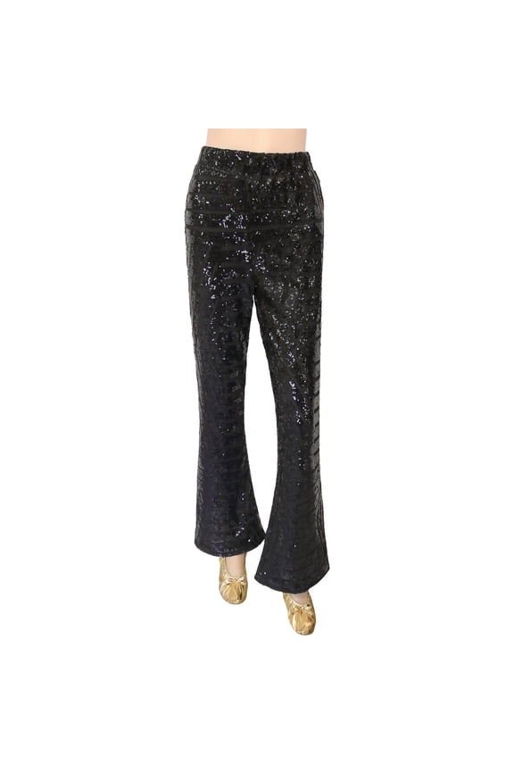 Glitter Ombré Flared Pants For Dance Performance Stage Show Jazz Club Night Out Evening Wear Elegant Stretch Bottoms Soft Stylish Women's Casual Pants