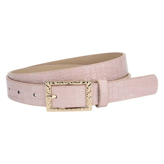 Angala Glossy Pattern Leather Belt For With Square Buckle Decorative Waistband Cozy Stylish Basic Belt