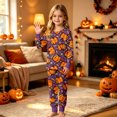 thumbnail image 1 of Angala Halloween Pajamas For Big Boys Girls Pumpkin Graphic Pjs Outfits Long Sleeve Pants Set Kid Fall Homewear, 1 of 4