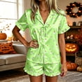 thumbnail image 1 of Angala Halloween Pajamas Women Graphic Pjs Outfits Ladies Pajama set Size 2XL Green, 1 of 4