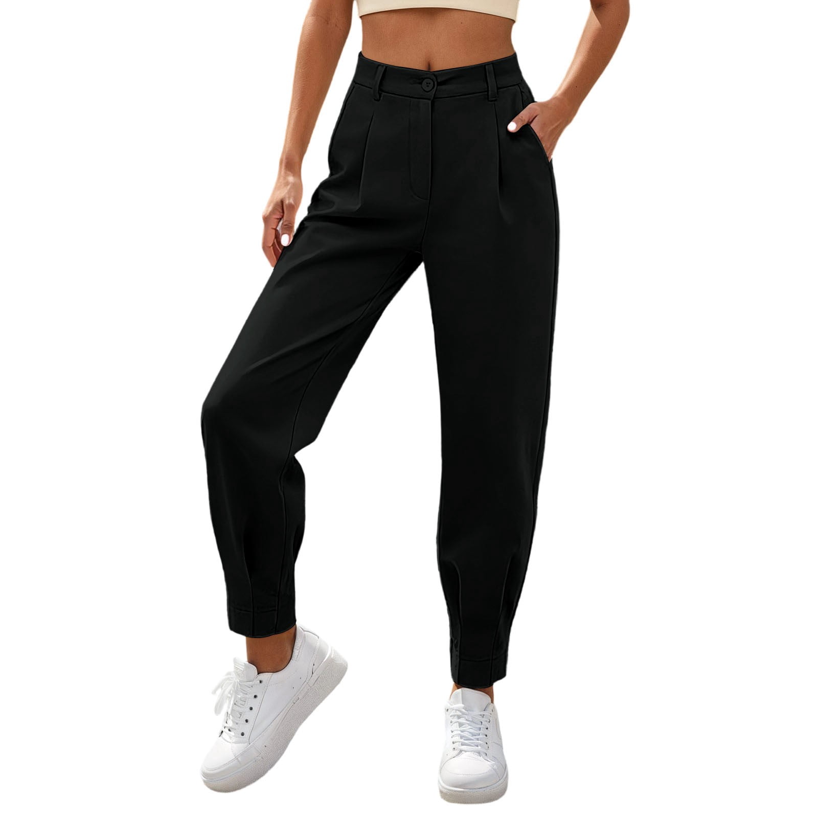 Angala High Waist Ankle Length Casual Pants For Trousers With Pockets ...