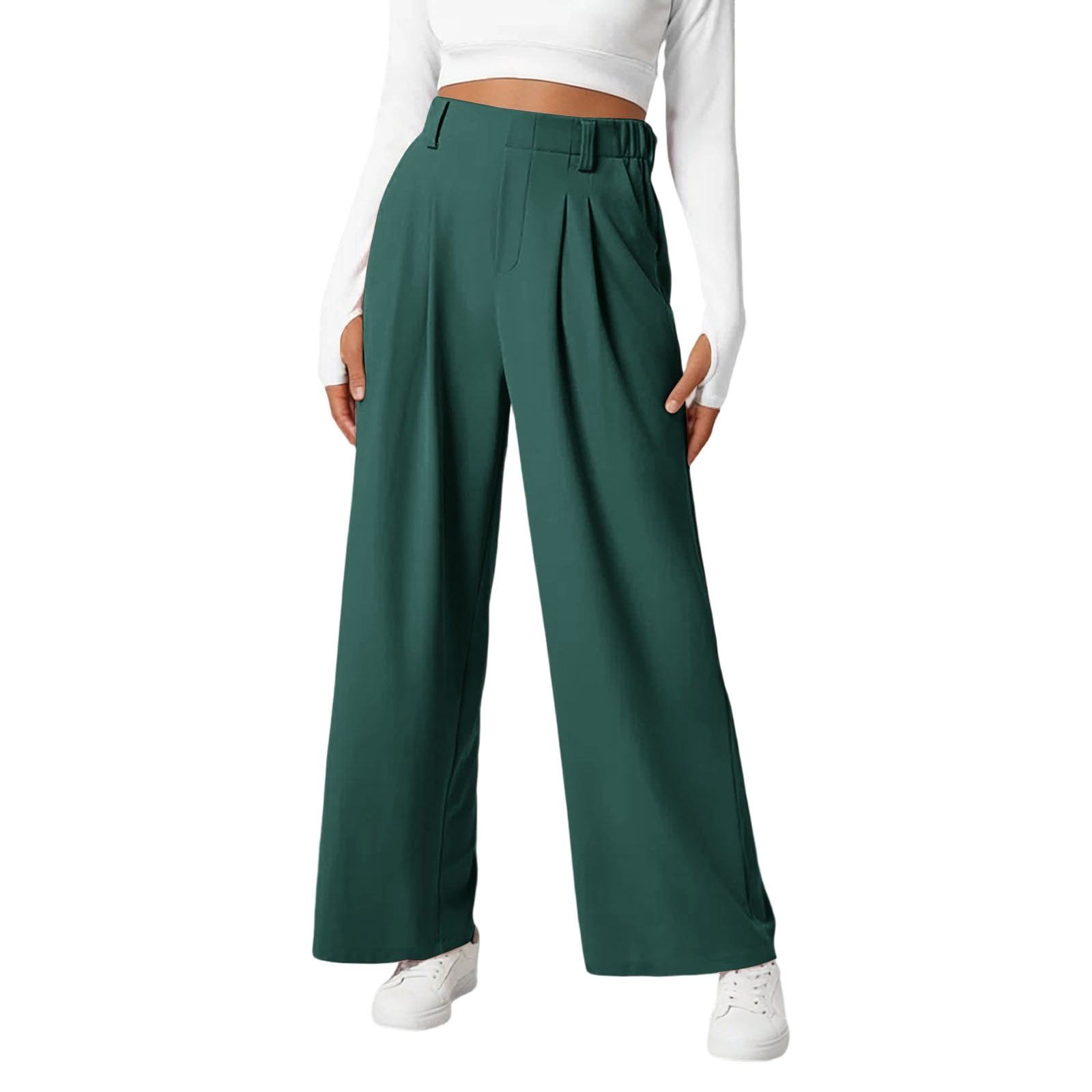 Angala High Waist Wide Leg Trousers For Stretch Casual Pants ...