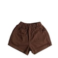 thumbnail image 1 of Angala Kids Shorts Solid Chino Shorts Elastic Waist Summer Comfortable Loose Lightweight Dailywear Child Shorts Size 6-7 Years Coffee, 1 of 2