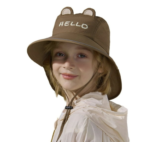 Angala Kids Sun Hat With Neck UPF 50+ Wide Brim Outdoor Summer Cap Adjustable Tie For Boys Girls Age 3-10 Cute Practical Breathable One Size