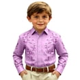 thumbnail image 1 of Angala Kids Tops Long Sleeve Shirts Button Down Lapel Neck Floral Print Cowboy Style Comfortable Breathable Dailywear Boys Tees Size 8-9 Years Purple, 1 of 4