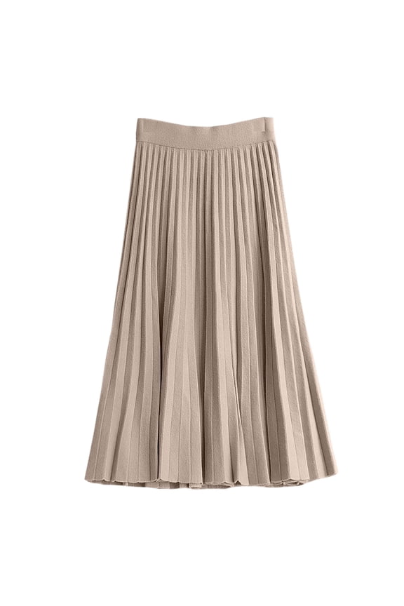 Knit Midi Skirt With Elegant Flared Hem A Line Blend Pleated Skirt For Casual Outfit And Daily Wear Beautiful Casual Women's Skirt