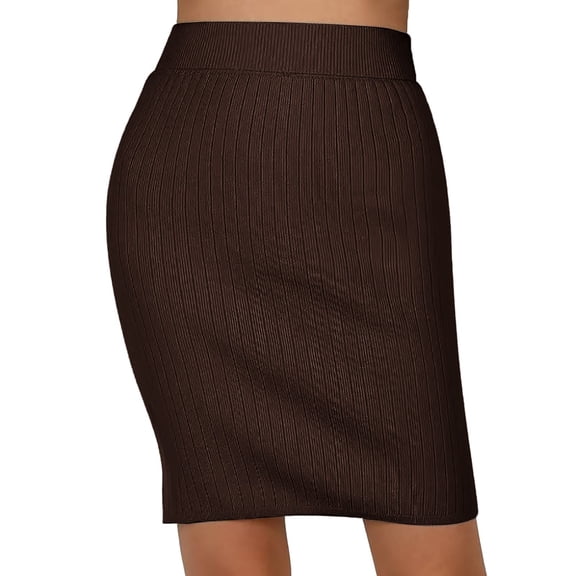 Angala Knit Pencil Skirt For Work Elegant Bodycon Midi Skirt With High Waist Stretchy Comfortable Daily Wear Versatile Attire Beautiful Casual Women's Skirt