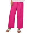 thumbnail image 1 of Angala Ladies Pants High Elastic Waist Pants Straight Leg Solid Loose Breathable Linen Womens Summer Pants Size L Pink, 1 of 4