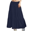 thumbnail image 1 of Angala Ladies Skirts Elastic Low Waist Tiered Maxi Skirts Solid Summer Lightweight Flowy Boho Vacation Womens Skirts Size 2Xl Blue, 1 of 5