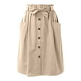 thumbnail image 1 of Angala Ladies Skirts Elastic Waist A Line Midi Skirts Button Down Summer Solid Casual Comfortable Dailywear Adult Skirts Size A Khaki, 1 of 4