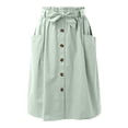 thumbnail image 1 of Angala Ladies Skirts Elastic Waist A Line Midi Skirts Button Down Summer Solid Casual Comfortable Dailywear Ladies Skirts Size A Green, 1 of 4
