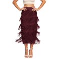 thumbnail image 1 of Angala Ladies Skirts Maxi Skirts Tassels Elastic Waist Summer Fashion Flowy Slim Fit Comfortable Straight Womens Skirts Size One Size Red, 1 of 6