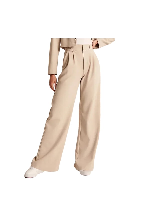 Ladies Summer Pants Solid Pants Straight Leg High Drop Waist Button Down Wide Leg Casual Womens Summer Pants Size L Bronze