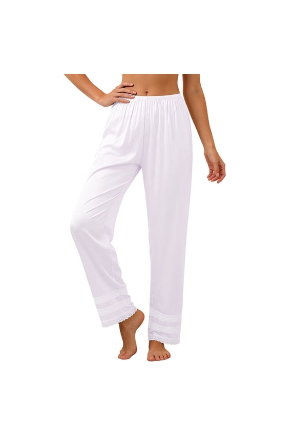 Lightweight Satin Pants For All Seasons Soft Comfortable Sleepwear And Casual Wear With Elastic Waist Soft Beautiful Women's Casual Pants