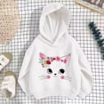 thumbnail image 1 of Angala Little Girls Hoodies Sweatshirts Size 7-8 Years Fall Winter Soft Warm Cute Cat Print Long Sleeve Dailywear Girls Sweatshirts White, 1 of 8