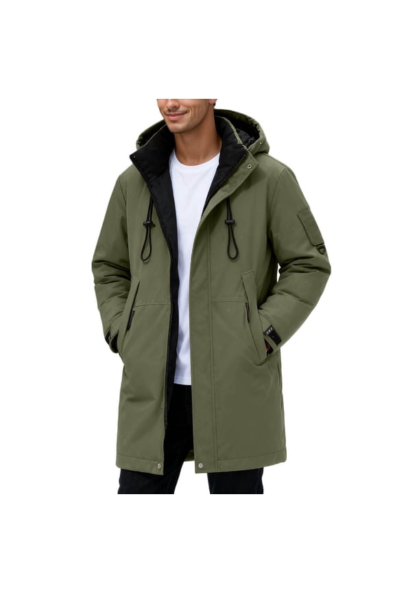 Long Winter Thickened Fleece Lined Outdoor Sports Jacket With Hood Warm Work Coat For Couples Cozy Stylish Men's Parkas