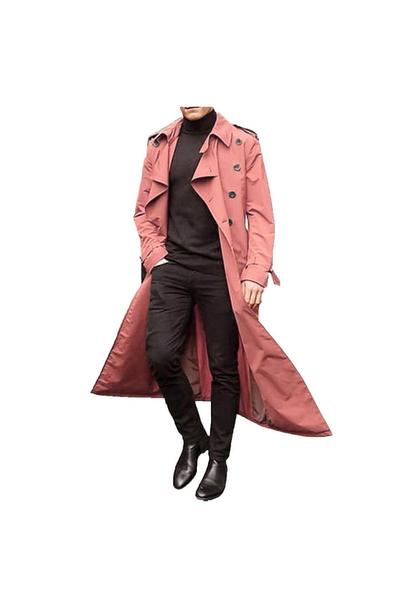 Men's Autumn And Winter Long Trench Coat Double Coats Belt Loose Jacket Cozy Stylish Men's Anoraks