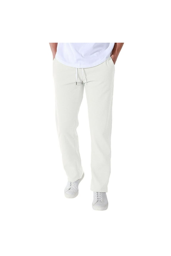 Men's Casual Pants Comfortable Streetwear Solid Color Loose Fit Drawstring Waist Trousers For Everyday Wear Stylish Casual Men's Trousers