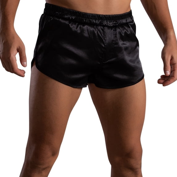 Angala Mens Casual Shorts Solid Color Elastic Waist Shorts Summer Sleek Cool Loose Breathable Running Gym Mens Shorts Size L Black