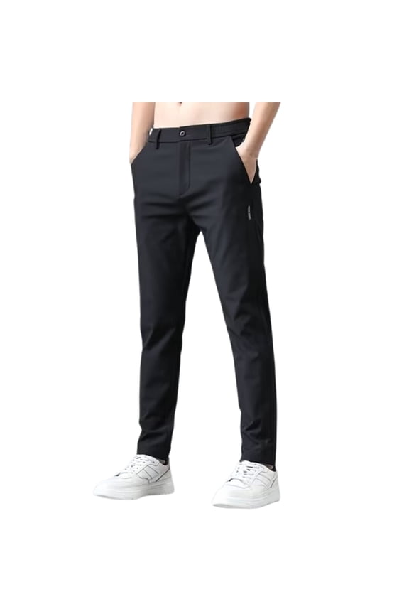 Mens Pants Solid Straight Pants Low Slim Fit Lightweight Dailywear Mens Summer Trousers Size 29 Black