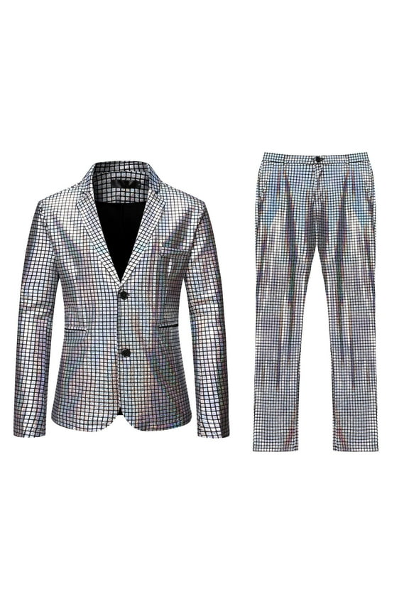 Mens Retro Punk Gothic Suit Jacket Double Wedding Suit Jacket Stage Performance Two Piece Cozy Stylish Men's Suits