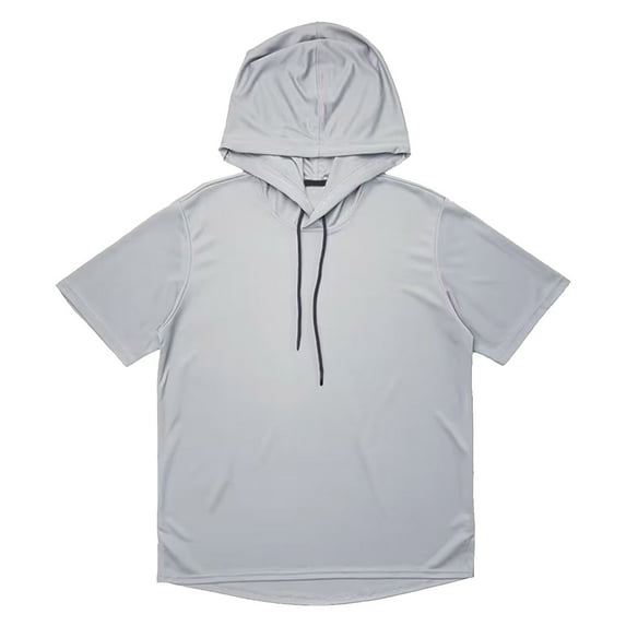 Angala Mens Tops Hooded Neck Short Sleeve Solid Color Summer Fashion ...