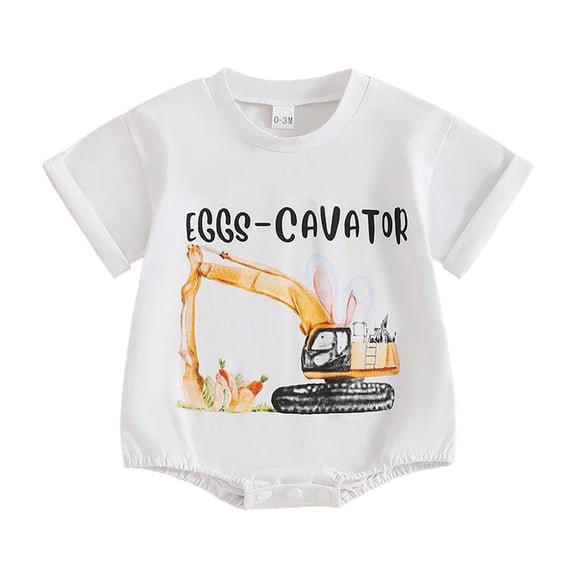 Angala Baby Boy Girl Easter Outfit Bunny Short Sleeve Buble Romper Jumpsuit Top Shirt Spring Clothes Cozy Stylish Baby Clothes 6-12 Months
