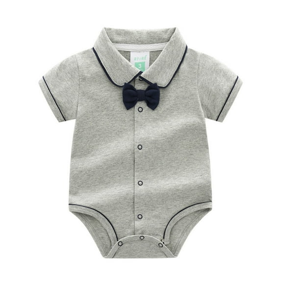 Angala Newborn Baby Boys Bow Short Sleeve Outsie Bodysuit Banquet Wedding Jumpsuit Clothes Cozy Cute Boys And Girls Bodysuits 0-3 Months
