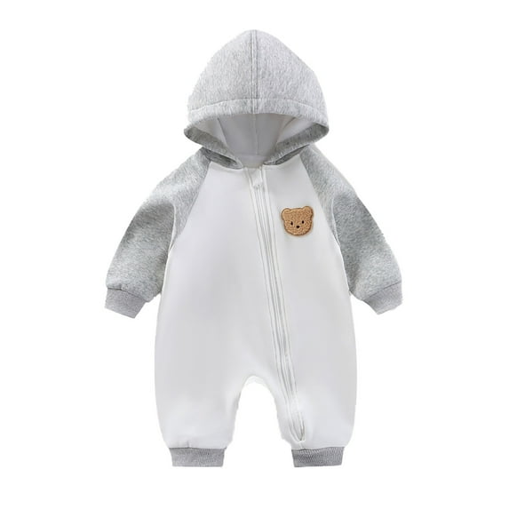 Angala Newborn Baby Hoodie Wool And Fleece Jumpsuit Bear Long Sleeved Jumpsuit Breathable Cute Stylish Children Bodysuits 6-12 Months