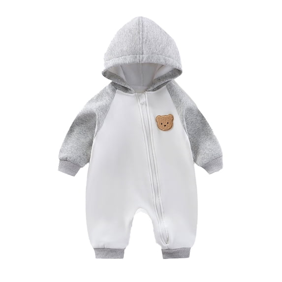Angala Newborn Baby Hoodie Wool And Fleece Jumpsuit Bear Long Sleeved Jumpsuit Cozy Cute Boys And Girls Jumpsuit 3-6 Months