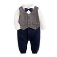 thumbnail image 1 of Angala Baby Boys Cotton Bow Tie Gentleman Autumn Long Sleeve Romper Jumpsuit Set Clothes Breathable Cute Baby Bodysuits 0-3 Months, 1 of 5