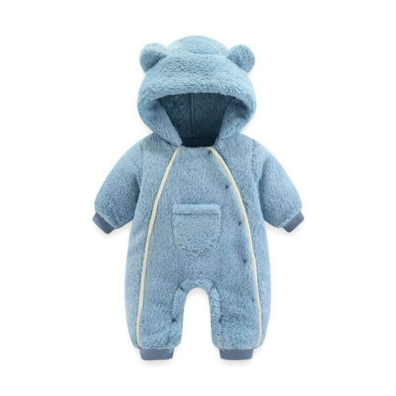 Angala Baby Boys Girls Cartoon Bear Hooded Romper Jumpsuit Coat Winter Coat Toddler With Pocket Cozy Stylish Baby Clothes 0-3 Months