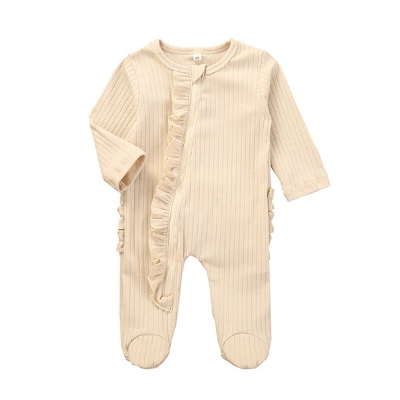 Angala Baby Boys Girls Solid Color Ruffle Knit Romper Jumpsuit Outfits Clothes Breathable Cute Stylish Children Bodysuits 3-6 Months