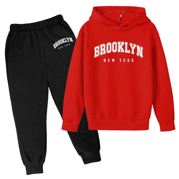Angala Outfit For Big Boys Letter Graphic Long Sleeve Hooded Sweatshirt Jogger Pants Set Boys Fall Casual Clothes