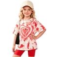 thumbnail image 1 of Angala Outfit for Big Girls Love Heart Graphic T Shirt Shorts Set Girl Summer Casual Clothes, 1 of 3