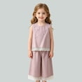 thumbnail image 1 of Angala Outfit for Toddler Girls Bowknot Ruffled Lace Vest Shorts Daily Wear Girl Summer Set, 1 of 5