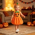thumbnail image 1 of Angala Performance Dress For Girls Sleeveless Crew Neck Smiling Pumpkin Print Girls Halloween Dresses, 1 of 4