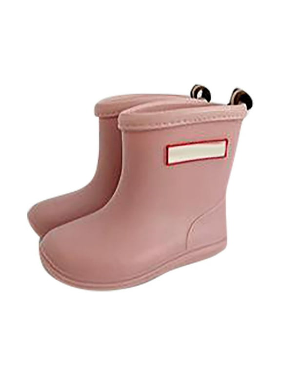 Rain Boots For Boys Mid Calf Solid Waterproof Retro Design Lightweight Rainy Season Toddler Rain Boots Size 9-12 Months Pink